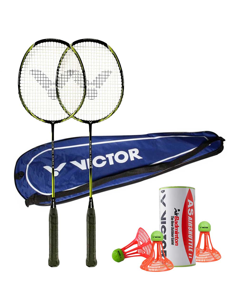 VICTOR Badminton-Set Wavetec Magan 5 + Hülle + 3 AirShuttles