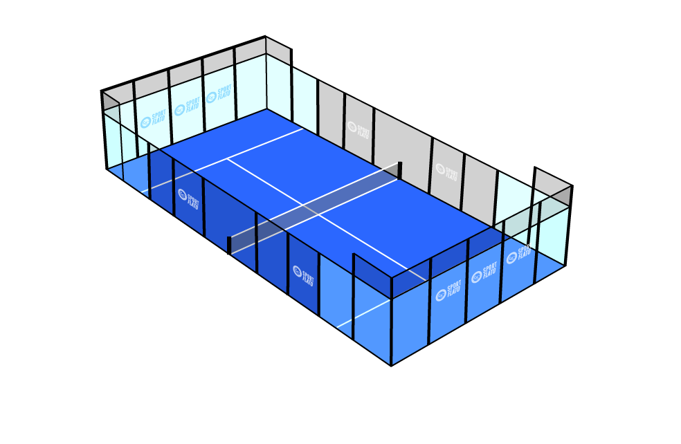 Padel-Court in 3D Ansicht