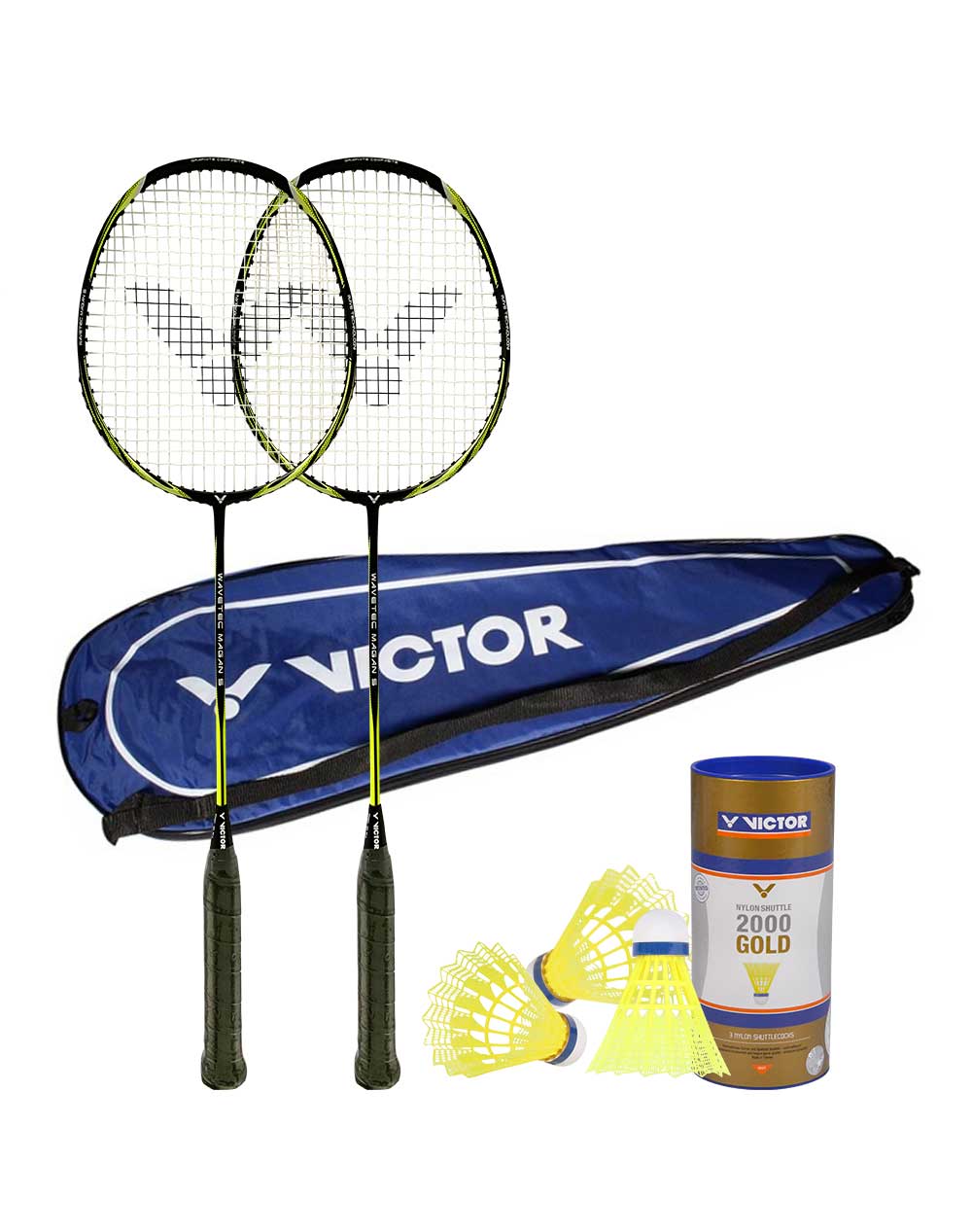 VICTOR Badminton-Set Wavetec Magan 5 + Hülle + 3 Bälle